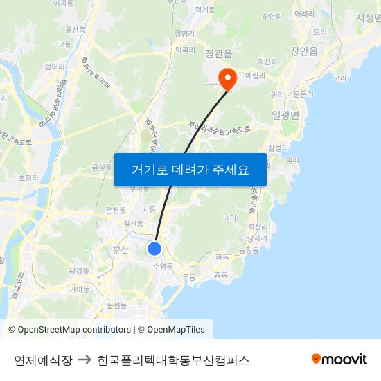 연제예식장 to 한국폴리텍대학동부산캠퍼스 map