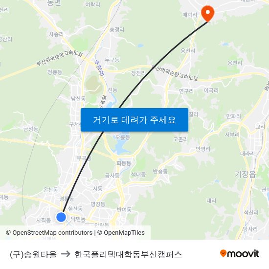 (구)송월타올 to 한국폴리텍대학동부산캠퍼스 map