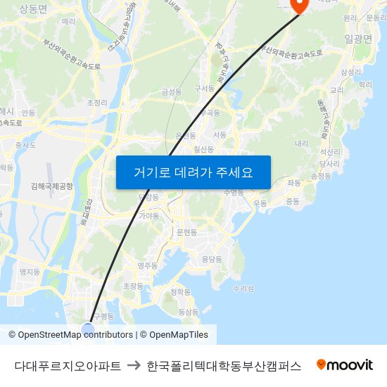 다대푸르지오아파트 to 한국폴리텍대학동부산캠퍼스 map