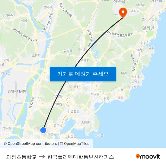 괴정초등학교 to 한국폴리텍대학동부산캠퍼스 map