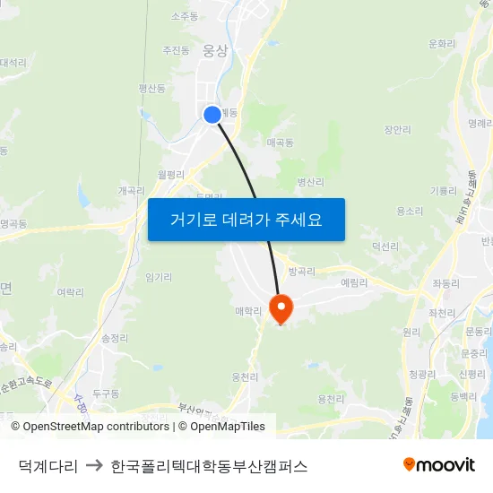 덕계다리 to 한국폴리텍대학동부산캠퍼스 map