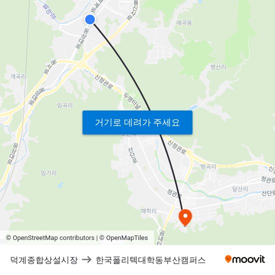 덕계종합상설시장 to 한국폴리텍대학동부산캠퍼스 map