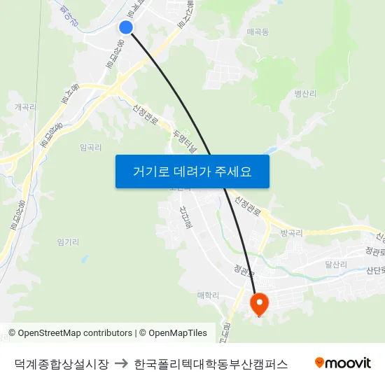 덕계종합상설시장 to 한국폴리텍대학동부산캠퍼스 map