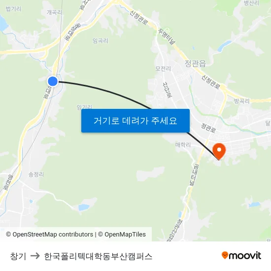 창기 to 한국폴리텍대학동부산캠퍼스 map