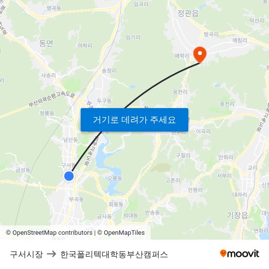 구서시장 to 한국폴리텍대학동부산캠퍼스 map
