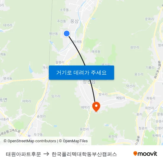태원아파트후문 to 한국폴리텍대학동부산캠퍼스 map