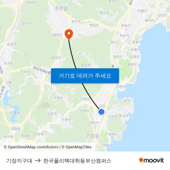기장지구대 to 한국폴리텍대학동부산캠퍼스 map