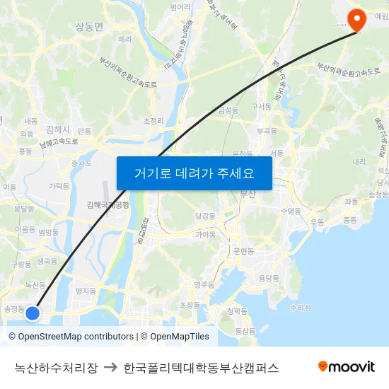 녹산하수처리장 to 한국폴리텍대학동부산캠퍼스 map