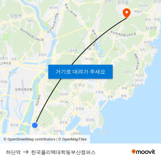하단역 to 한국폴리텍대학동부산캠퍼스 map