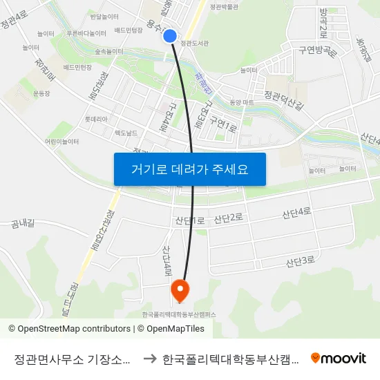 정관면사무소 기장소방서 to 한국폴리텍대학동부산캠퍼스 map
