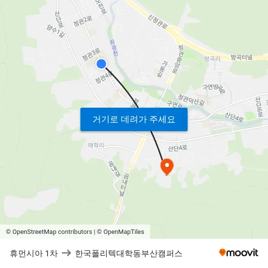 휴먼시아 1차 to 한국폴리텍대학동부산캠퍼스 map