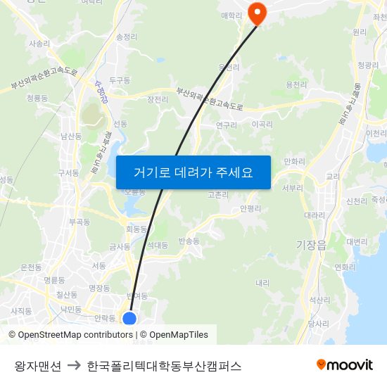 왕자맨션 to 한국폴리텍대학동부산캠퍼스 map