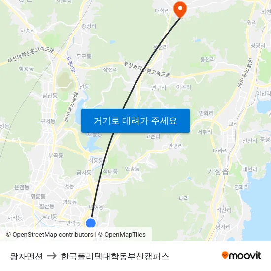 왕자맨션 to 한국폴리텍대학동부산캠퍼스 map
