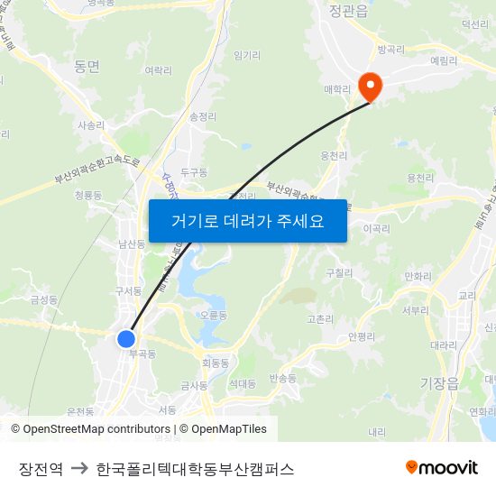 장전역 to 한국폴리텍대학동부산캠퍼스 map