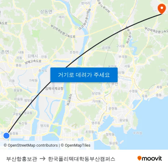 부산항홍보관 to 한국폴리텍대학동부산캠퍼스 map