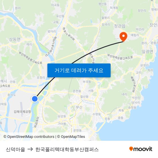 신덕마을 to 한국폴리텍대학동부산캠퍼스 map