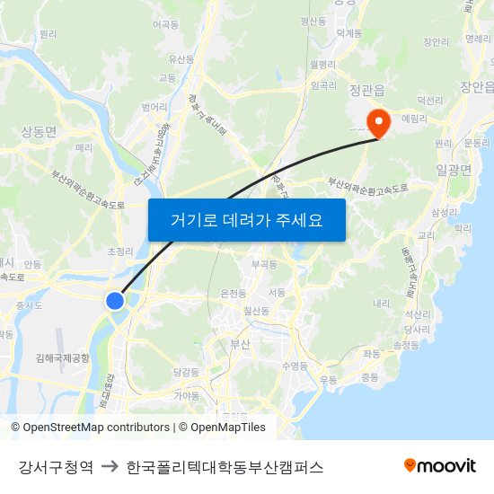 강서구청역 to 한국폴리텍대학동부산캠퍼스 map