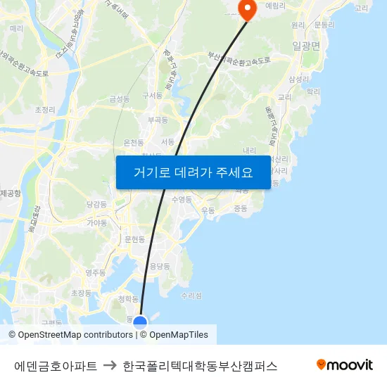 에덴금호아파트 to 한국폴리텍대학동부산캠퍼스 map