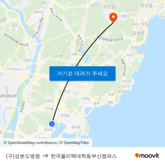 (구)성분도병원 to 한국폴리텍대학동부산캠퍼스 map