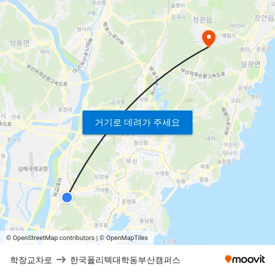 학장교차로 to 한국폴리텍대학동부산캠퍼스 map
