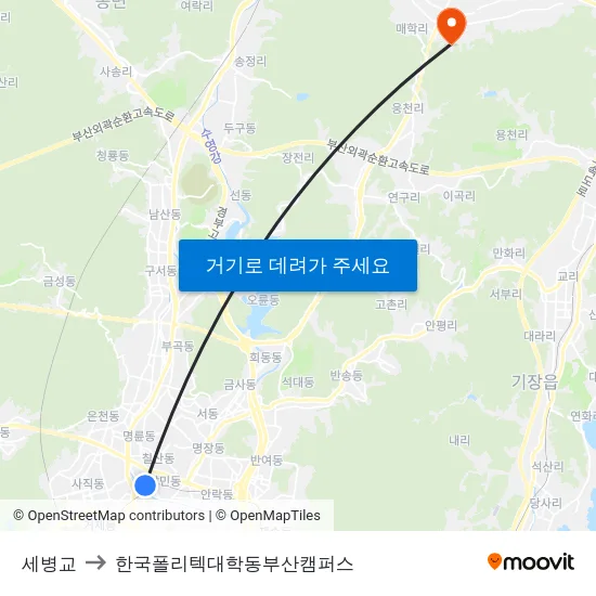 세병교 to 한국폴리텍대학동부산캠퍼스 map