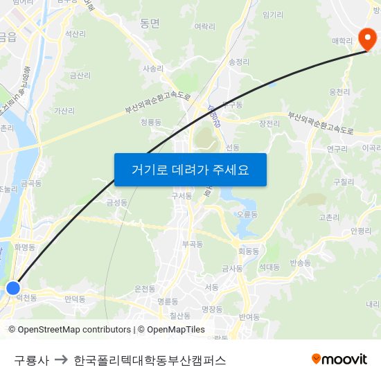 구룡사 to 한국폴리텍대학동부산캠퍼스 map