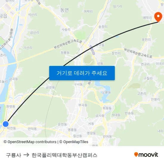 구룡사 to 한국폴리텍대학동부산캠퍼스 map