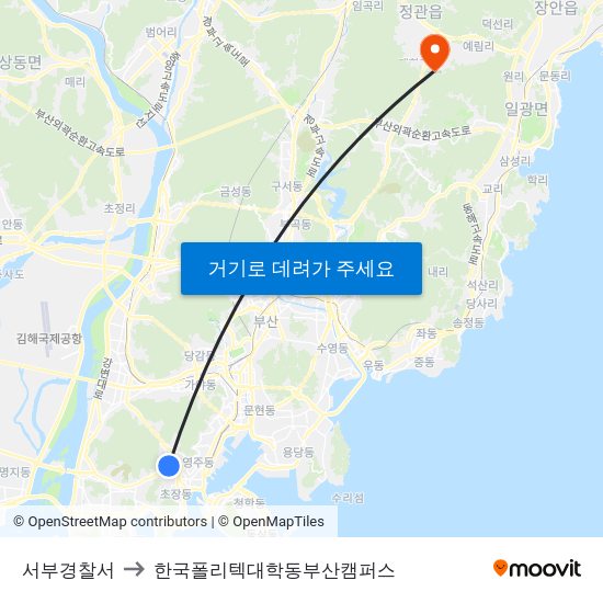 서부경찰서 to 한국폴리텍대학동부산캠퍼스 map