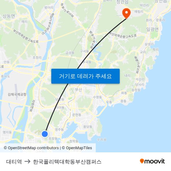 대티역 to 한국폴리텍대학동부산캠퍼스 map