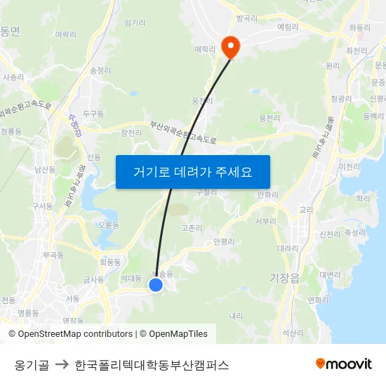 옹기골 to 한국폴리텍대학동부산캠퍼스 map