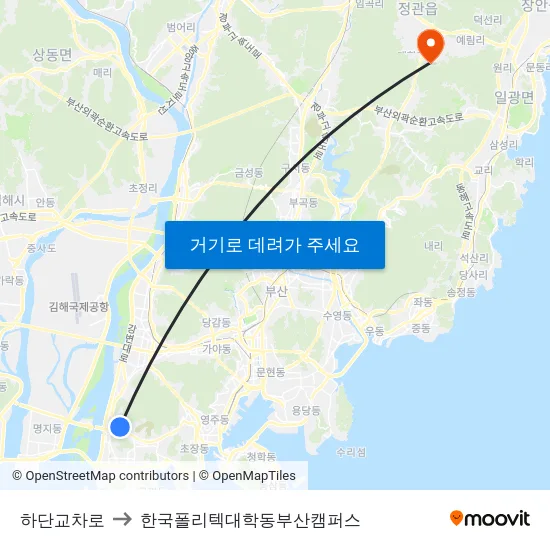 하단교차로 to 한국폴리텍대학동부산캠퍼스 map