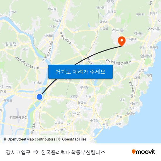 강서고입구 to 한국폴리텍대학동부산캠퍼스 map