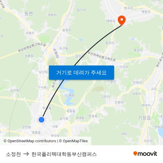 소정천 to 한국폴리텍대학동부산캠퍼스 map