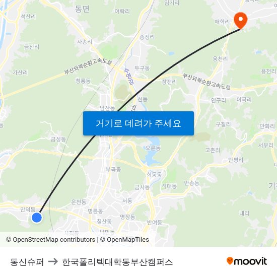 동신슈퍼 to 한국폴리텍대학동부산캠퍼스 map