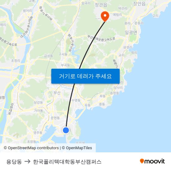 용당동 to 한국폴리텍대학동부산캠퍼스 map