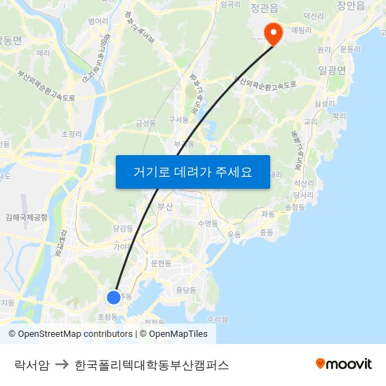 락서암 to 한국폴리텍대학동부산캠퍼스 map