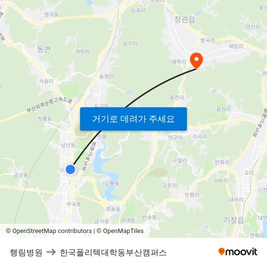 행림병원 to 한국폴리텍대학동부산캠퍼스 map
