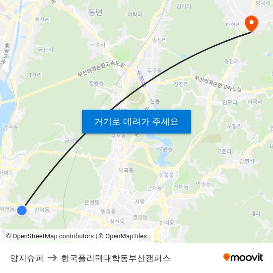 양지슈퍼 to 한국폴리텍대학동부산캠퍼스 map