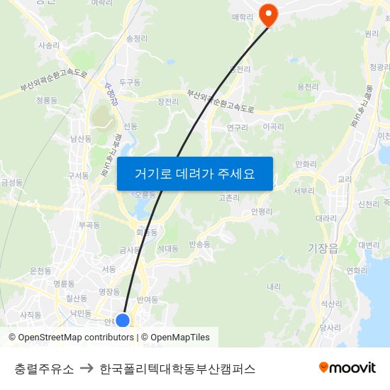충렬주유소 to 한국폴리텍대학동부산캠퍼스 map