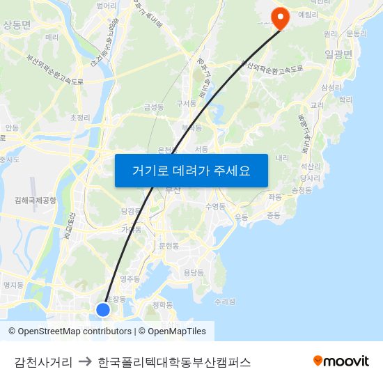감천사거리 to 한국폴리텍대학동부산캠퍼스 map