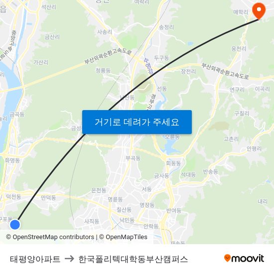 태평양아파트 to 한국폴리텍대학동부산캠퍼스 map