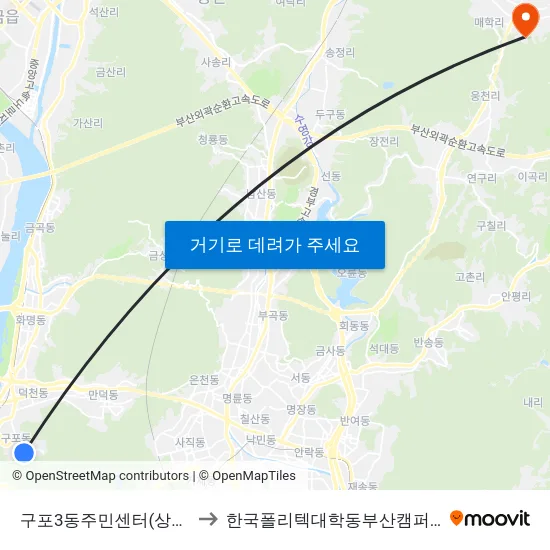 구포3동주민센터(상행) to 한국폴리텍대학동부산캠퍼스 map