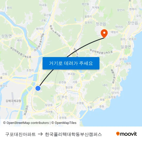 구포대진아파트 to 한국폴리텍대학동부산캠퍼스 map