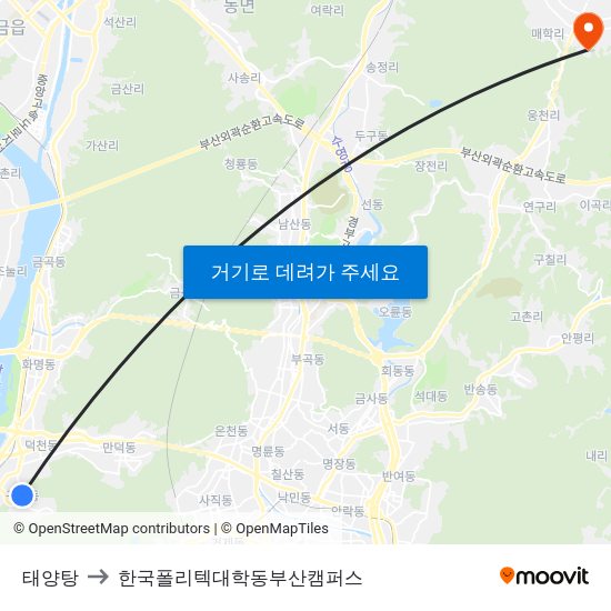 태양탕 to 한국폴리텍대학동부산캠퍼스 map