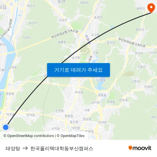 태양탕 to 한국폴리텍대학동부산캠퍼스 map