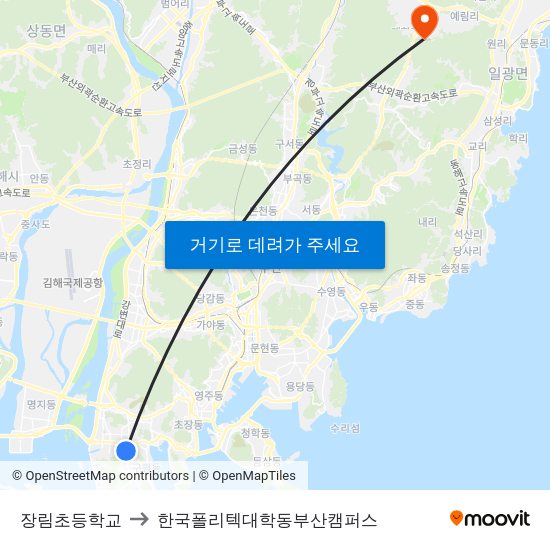 장림초등학교 to 한국폴리텍대학동부산캠퍼스 map