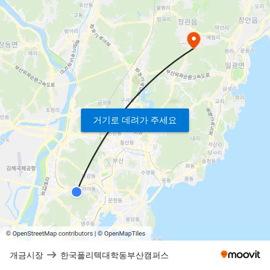 개금시장 to 한국폴리텍대학동부산캠퍼스 map