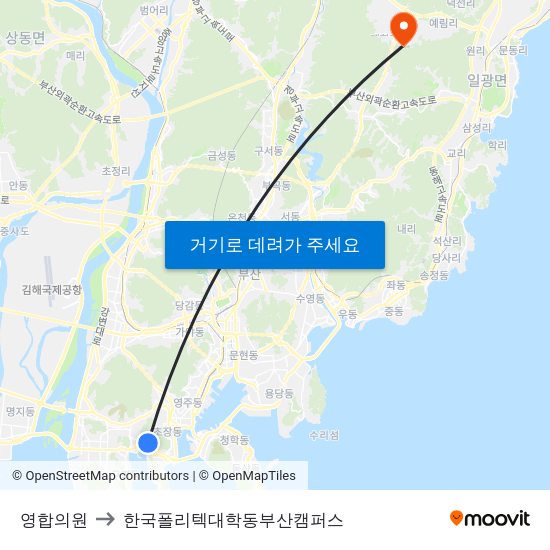 영합의원 to 한국폴리텍대학동부산캠퍼스 map