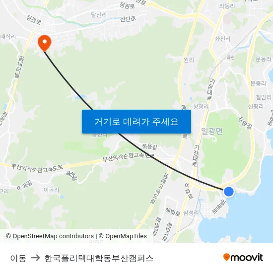 이동 to 한국폴리텍대학동부산캠퍼스 map