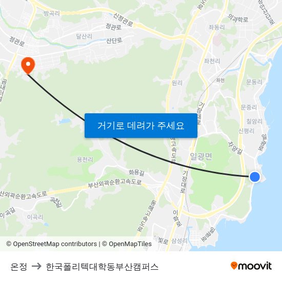 온정 to 한국폴리텍대학동부산캠퍼스 map
